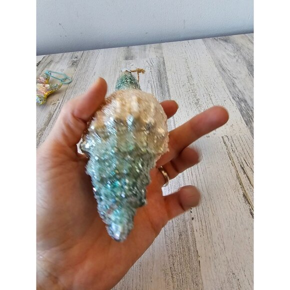Beaded glass shell beach ornament‎ glitter nautical Xmas tree life size sparkle - Picture 8 of 8